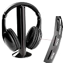 Agptek High Quality 5 in 1 Wireless Stereo RS 864 863.5 864.5 MHz Rf Wireless Surround Sound Stereo Headphone for HDTV, TV, VCD, PC, MP3, MP4, IPOD, DVD with 3.5mm to 2.5mm Adapter w/ Transmitter Wireless FM
