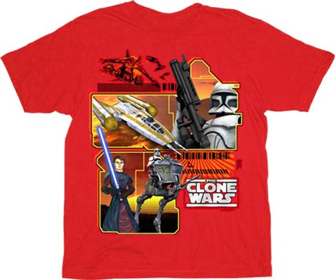  Star Wars Star Wars The Clone Wars Red Juvenile Toddler T-shirt Tee