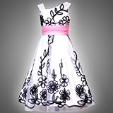 Rare Editions GIRLS 4-16 WHITE BLACK PINK JEWELED SOUTACHE MESH OVERLAY ASYMETRIC Special Occasion Wedding Flower Girl Easter Party Dress