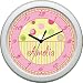 Baby : Soho Stripes and Dots Nursery Clock ~ Bubble Gum Pink and Yellow ~ Free Personalization