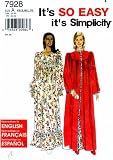 Simplicity 7928 Sewing Pattern Nightgown Robe Full Figure Plus Size 6 - 24 Bust 30 1/2 - 46