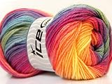 Lot of 4 x 100gr Skeins ICE YARNS Magic Light Yellow Purple Pink