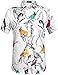 SSLR Men's Button-Down Short Sleeve Animal-Printed Shirt