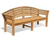 Jati Teak Curved Back Modern Garden Bench 1.8m