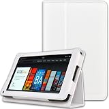 8IN1 White Leather Case Cover with Stand/ Screen Protector*3/ Stylus Pen/ Earphone/ USB/ Wire Wrapper for Amazon Kindle Fire 7