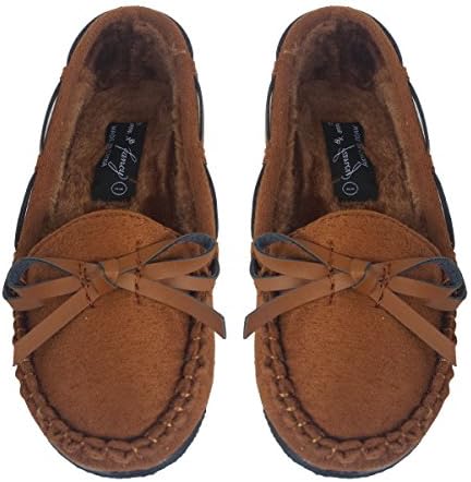 Elegant Kids Casual Faux Suede Camel Color Moccasin Loafers, Cute and Comfortable 10, M US Little Kids
