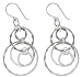 Sterling Silver Large Hammered Multi Circle Playful Gypsy Hoop Earrings