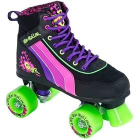 SFR Rio Roller Skull Quad Roller Skates - Black/Pink/green