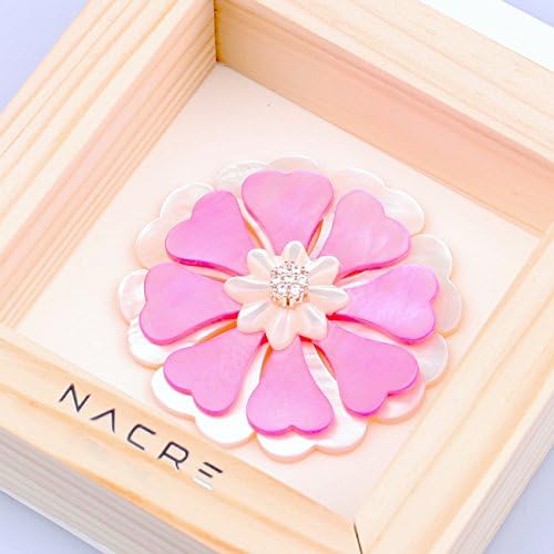 Mother of Pearl Pink White Carnation Flower Design Shell Brooch Pin Pendant