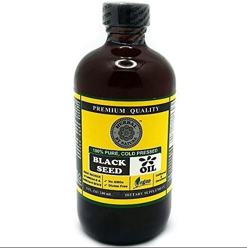 Pure Black Seed Oil - 100% Pure Nigella Sativa - Cold pressed - Vegan - Non GMO - 16 oz - in Glass Bottle