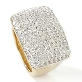 Sterling Silver / Rhodium & 14K Plated Square Pave Cubic Zirconia Ring