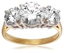 9ct Yellow Gold AMR260604 Ladies Cubic Zirconia Trilogy Ring