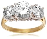 9ct Yellow Gold Amr260604 Ladies Cubic Zirconia Trilogy Ring Size L