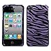 Design Hard Protector Skin (2D Silver) Cover Cell Phone Case for Apple iPhone 4 Sprint,Verizon Wireless - Zebra Skin Purple/Black