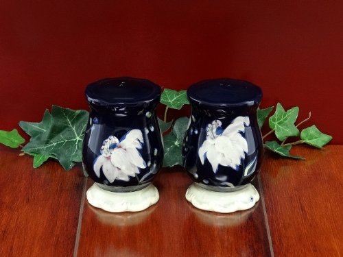 Magnolia Flower Cobalt Blue Salt/Pepper Shaker3-3/4H