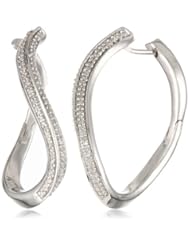 Sterling Silver Diamond Curvy Hoop Earrings (1/3 cttw, I-J Color, I2-I3 Clarity)