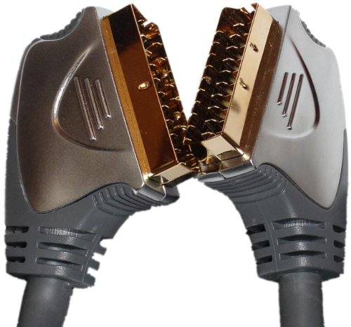 10 Metre High Quality Gold Metal Plug OFC Scart Cable / Lead