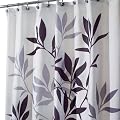 InterDesign Fabric Shower Curtain, Gray Leaves