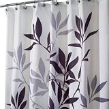 InterDesign Leaves Fabric Shower Curtain, Gray