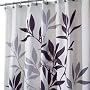 InterDesign Fabric Shower Curtain, Gray Leaves