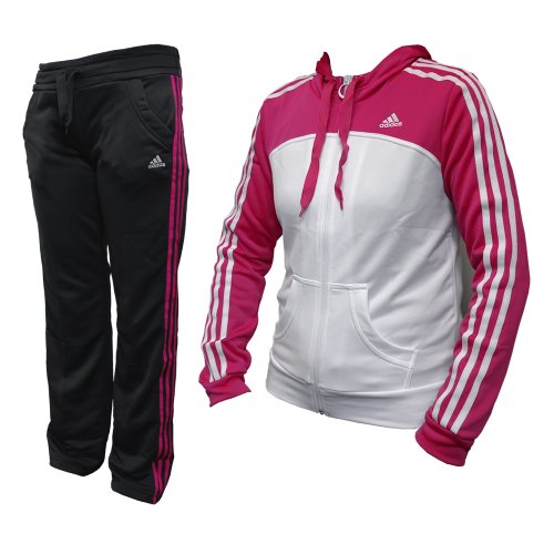 Adidas Damen Trainingsanzug Young Knite, oberteil: radiant pink f10/white hose: phantom s09/radiant pink f10, 42 , P90507