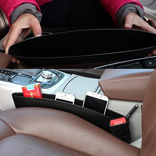 2-pack Car Seat Pp Stowing Tidying Car Sturdy Extra Storage Seat Pocket Catch Caddy Catcher Organizer Space Save Store Pocket Holders for Phone, Papers, Traveling (2Pcs-Black)