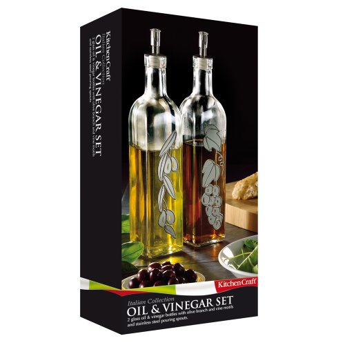 Kitchen Craft Italian Collection Glass Oil and Vinegar Dispensers Large, Set of Two