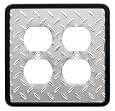 Liberty Hardware 126484 Diamond Plate Double Duplex Wall Plate, Polished Chrome and Black