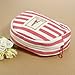 KINGSO Stripe Pencil Case Pouch Purse Cosmetic Makeup Bag Storage Student Stationery Zipper Wallet,Red
