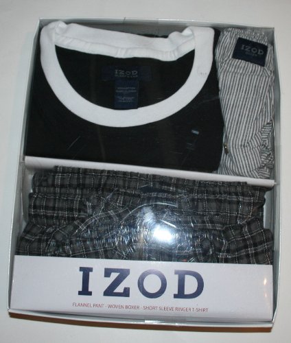 Izod Men's 3 Piece Pajama Set - Size: XL - Flannel 