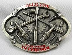 Mechanic Guaranteed to Perform (Occupation) Enamel Pewter Buckle