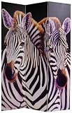 On Sale Nature Printed Image Room Dividers - 6ft. Zebra & Elephant Photo Print Folding Floor Privacy Screen