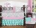 Sweet Jojo Designs Gray and White Damask Crib Bed Skirt Dust Ruffle for Elizabeth, Skylar, and Avery Collection Bedding Sets