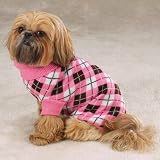 Dog Carnation Argyle Turtleneck Sweater Large - Pet Holiday Sweater