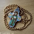 ANGEL GUARDIAN SAINT MICHAEL ARCHANGEL JESUS CHRIST LORD CROSS GOLDEN CHARM PENDANT GOLD PLATE BEADS BALL CHAIN NECKLACE