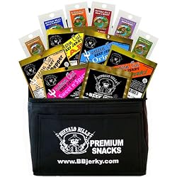 Buffalo Bills 1.75oz Beef Jerky Black 6-Pack Gift Cooler (filled with 12 jerky packs) - Great Gift For Father's Day