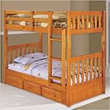 Bundle-64 Honey Twin Over Twin Bunk Bed
