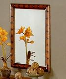 Traditional Style Golden Oak Finish Wall Mirror w/Nail Head Trim