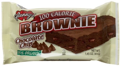Glenny's 100 Calorie Brownie, Chocolate Chip, 75% Organic, 1.45-Ounce Bags (Pack of 12) by Glenny's