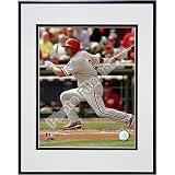Shane Victorino 2008 Batting Action Double Matted 8O x 10O Photograph in Black Anodized Aluminum