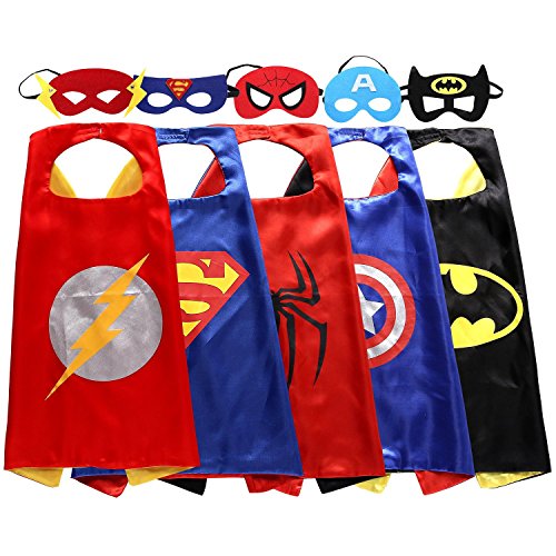 ReachMe Superhero Dress Up Costumes Cape Mask Set Halloween Costume Party Cloak