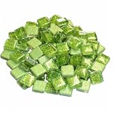 Soft-Glassteine ca. 215 Mosaiksteine Glitter Effekt 10mm Grün