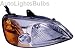 2001-2003 (2002) / 01-03 (02) Honda Civic Sedan Headlight Assembly // 03-03 / 2003 - 2003 Honda Civic Hybrid Headlight Assembly Passenger Side - DOT Certified