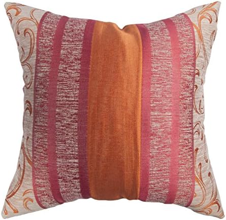 2-Pc Set, Handmade, Designer, Decorative Throw Pillow Cases/Cushion Covers (Red and Orange Geometric Pattern)