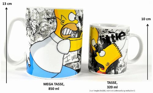 Imagen 6 de United Labels 116520 Los Simpson - Taza gigante con diseño de Bart y Homer (850 ml)