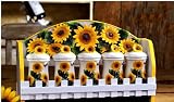 KITCHEN 5PC SPICE RACK MOUNTED WALL SUNFLOWER DECOR