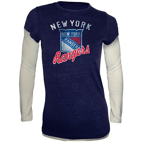 Old Time Hockey New York Rangers Women's Sadie Long Sleeve Thermal Fooler T-Shirt Large