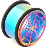 Single Rainbow Stainless Steel Spider Web Tube Plug: 1g, 7/16 wearable