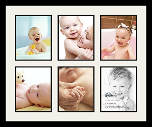 Art to Frames Double-Multimat-1055-61/89-FRBW26079 Collage Photo Frame Double Mat with 6 - 8x10 Openings and Satin Black Frame