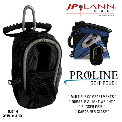 Golf Storage Pouch w/ Carabiner by JP Lann (Attaches Easily to Bags, Belts and More!)